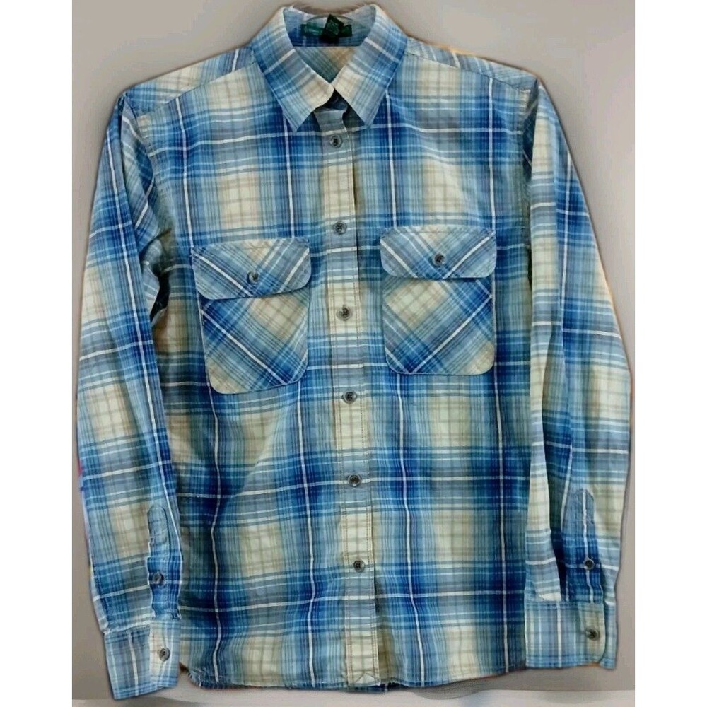 Lauren Jeans Co Ralph Lauren Plaid Western Shirt S Blue White Cotton Y2K Rodeo